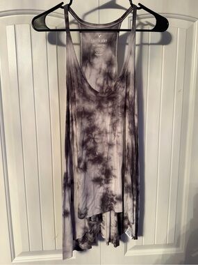 American Eagle Outfitters Purple Gray Tie-Dye Racerback Tank